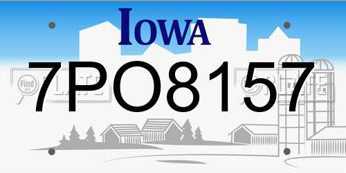 7PO8157 Iowa License Plate