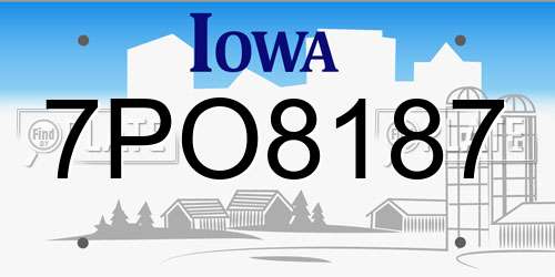7PO8187 Iowa License Plate