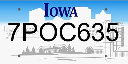 7POC635 Iowa License Plate