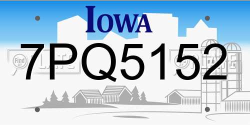 7PQ5152 Iowa License Plate