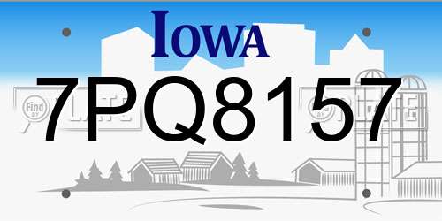 7PQ8157 Iowa License Plate