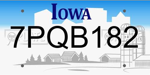 7PQB182 Iowa License Plate