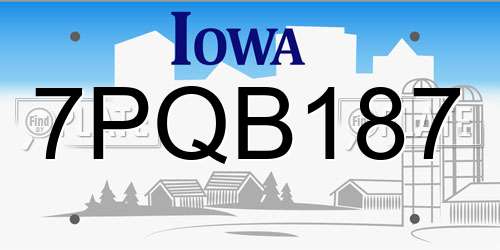 7PQB187 Iowa License Plate