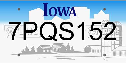 7PQS152 Iowa License Plate