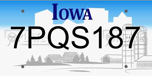 7PQS187 Iowa License Plate