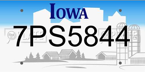 7PS5844 Iowa License Plate