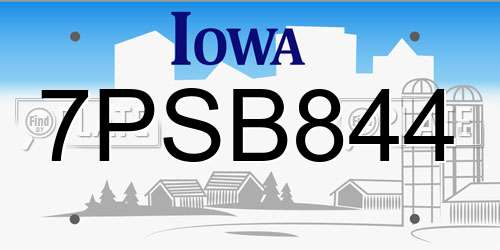 7PSB844 Iowa License Plate