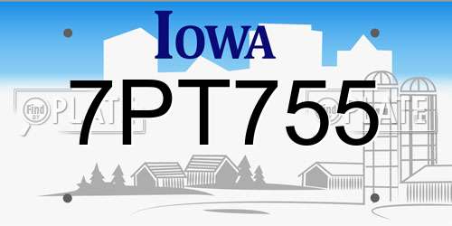 7PT755 Iowa License Plate