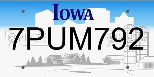 7PUM792 Iowa License Plate