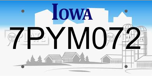 7PYM072 Iowa License Plate