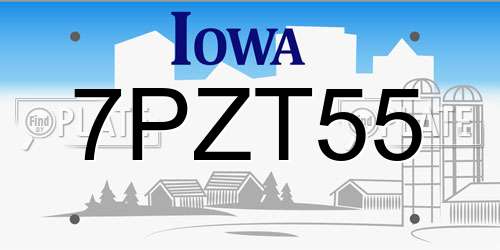 7PZT55 Iowa License Plate
