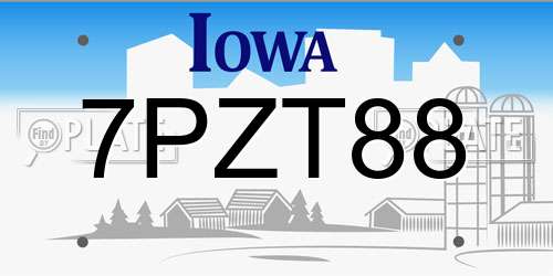 7PZT88 Iowa License Plate
