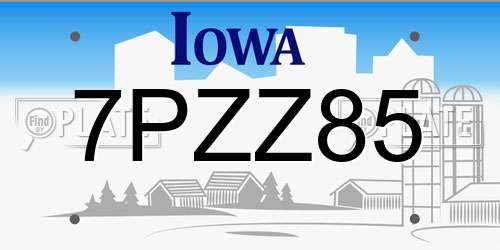 7PZZ85 Iowa License Plate