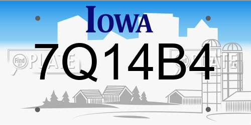 7Q14B4 Iowa License Plate