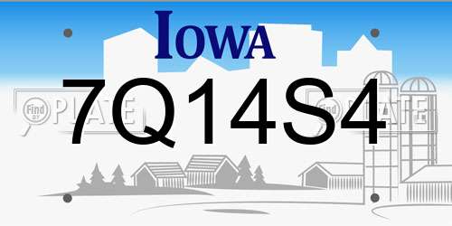 7Q14S4 Iowa License Plate