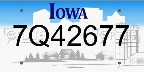 7Q42677 Iowa License Plate