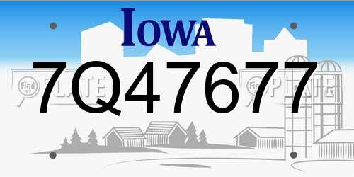 7Q47677 Iowa License Plate
