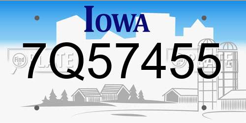 7Q57455 Iowa License Plate