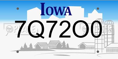 7Q72O0 Iowa License Plate