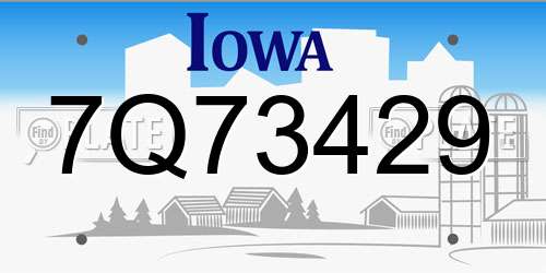 7Q73429 Iowa License Plate