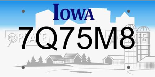 7Q75M8 Iowa License Plate