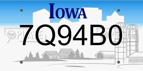 7Q94B0 Iowa License Plate