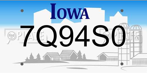 7Q94S0 Iowa License Plate