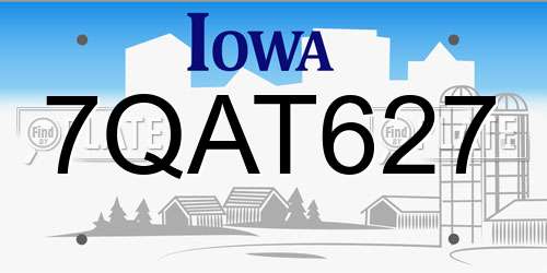 7QAT627 Iowa License Plate