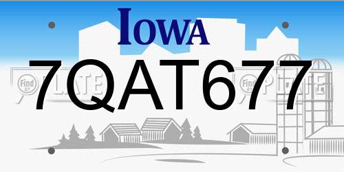 7QAT677 Iowa License Plate
