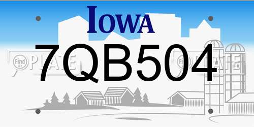 7QB504 Iowa License Plate
