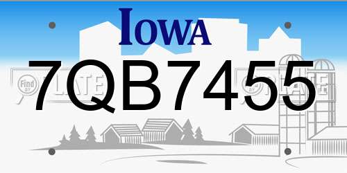 7QB7455 Iowa License Plate