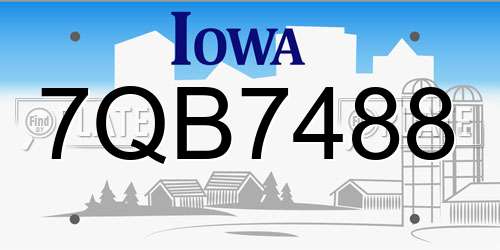 7QB7488 Iowa License Plate