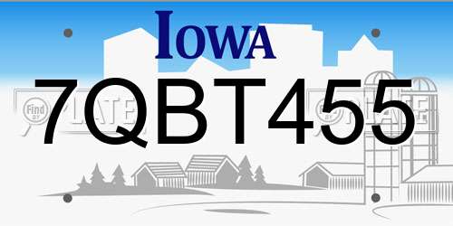 7QBT455 Iowa License Plate