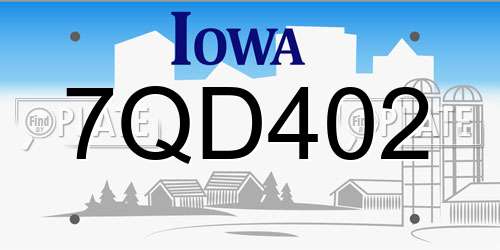 7QD402 Iowa License Plate