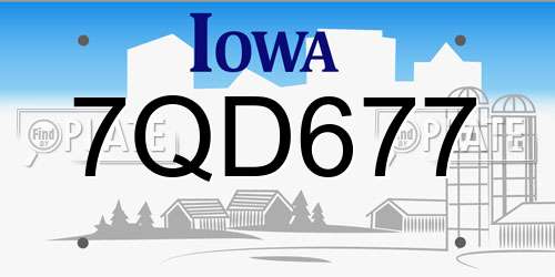 7QD677 Iowa License Plate