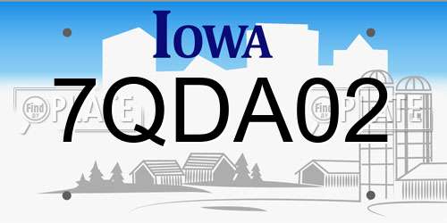 7QDA02 Iowa License Plate