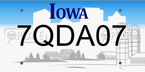 7QDA07 Iowa License Plate