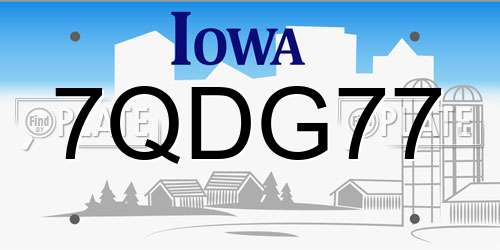 7QDG77 Iowa License Plate