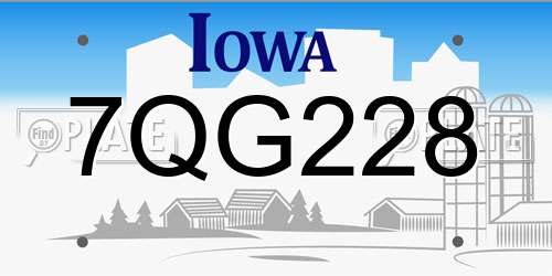 7QG228 Iowa License Plate