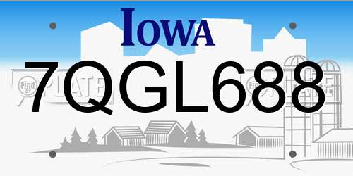 7QGL688 Iowa License Plate