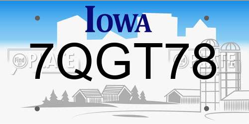 7QGT78 Iowa License Plate
