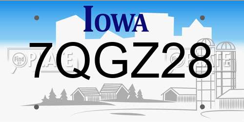 7QGZ28 Iowa License Plate