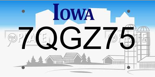 7QGZ75 Iowa License Plate