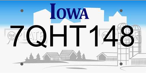 7QHT148 Iowa License Plate