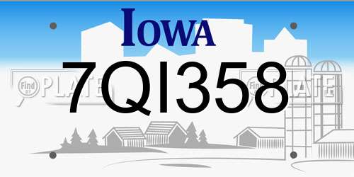 7QI358 Iowa License Plate