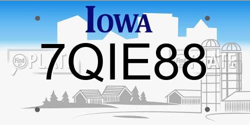 7QIE88 Iowa License Plate