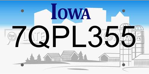 7QPL355 Iowa License Plate