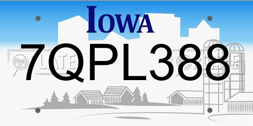 7QPL388 Iowa License Plate
