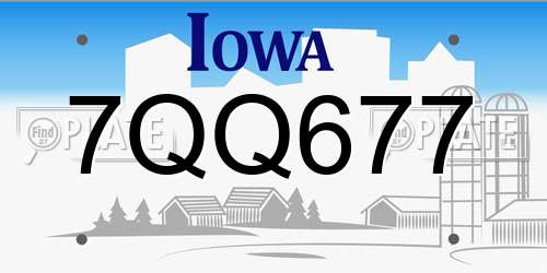 7QQ677 Iowa License Plate