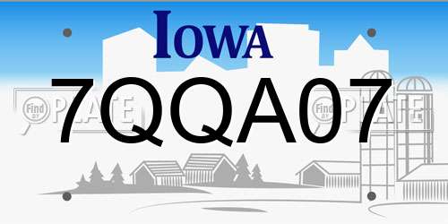 7QQA07 Iowa License Plate